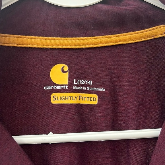Carhartt force slightly fitted boys size large burgundy long sleeve 1/4 zip top - Picture 3 of 7